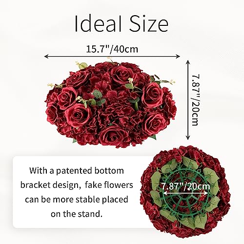 Burgundy Flowers Balls for Centerpieces: 15.7in Diam, Set of 2 - color: Burgundy, size: 15.7" Diam - 2 PCS