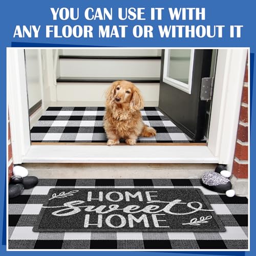 Geelin 2 Pcs Home Sweet Home Doormat, Black and White Buffalo Plaid Rug Set - style: Home Sweet Home