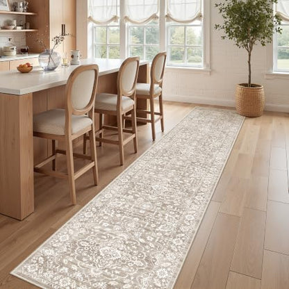 Soalmost Runner Rug Non-Slip for Hallway 2x10, Washable Soft Kitchen Rug - color: Light Brown, size: 2' x 10' (Runner)