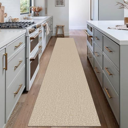 EARTHALL Washable Runner Rug, Non Slip Hallway Runner, 2x12 Ft, Sand/Beige - color: Sand/Beige, size: 2' x 12' (Rectangular)