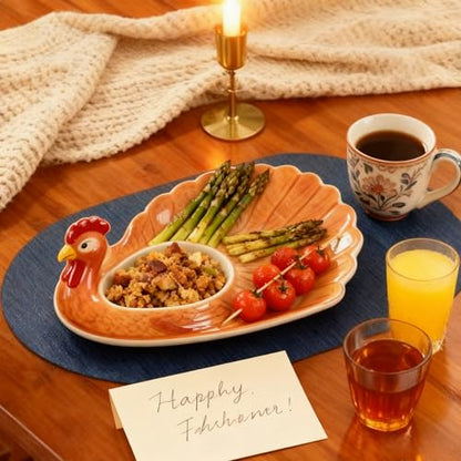 DOLOPL Oval Placemats Set of 6, Navy Blue Faux Leather Table Place Mats - color: Navy Blue, size: Medium: 11.8" x 17"