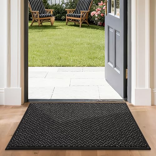 COSY HOMEER Dirt Trapper Door Mat 24"x36" Non Slip Washable Black - color: Black, size: 24" x 36"