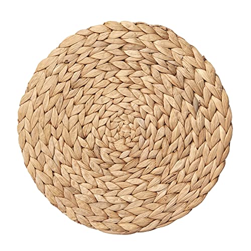 6 Pack 11.8" Woven Placemats, Natural Hand-Woven Water Hyacinth Placemats, Round Braided Rattan Tablemats for Dining Table, Large Weave Round Place Mats Heat Resistant Non-Slip Table Mats, 11.8 Inch - size: 11.8 inch (30cm)