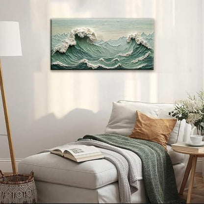 Sea Wave Abstract Wall Art Picture For Bedroom Modern Wall Art 20"X 40" - color: green., size: 40"L x 20"W