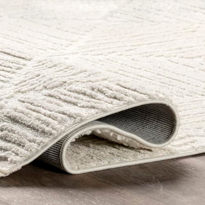 nuLOOM Kerry Cream Geometric Power Loomed Area Rug, 9' x 12' - color: Kerry Cream, size: 9' x 12' (Rectangular)