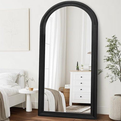 71x32 Solid Wood Arched Full Length Mirror, Elegant Black Finish - color: Black-ar Frame, size: 71"L x 32"W