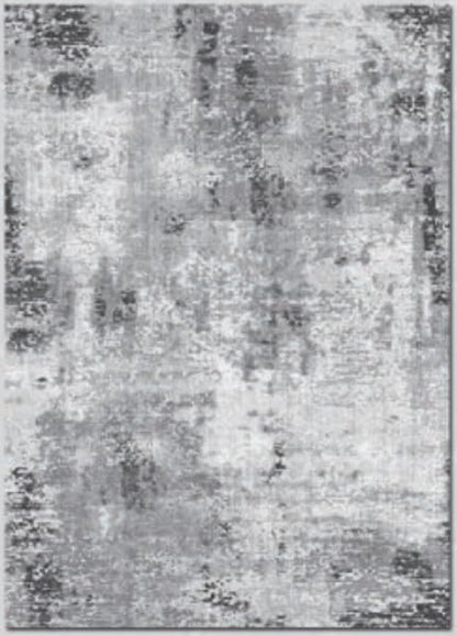 Kelarea Washable Area Rug 5x7, Non-Slip Low Pile Abstract Grey - color: Light Grey, size: 5' x 7' (Rectangular)