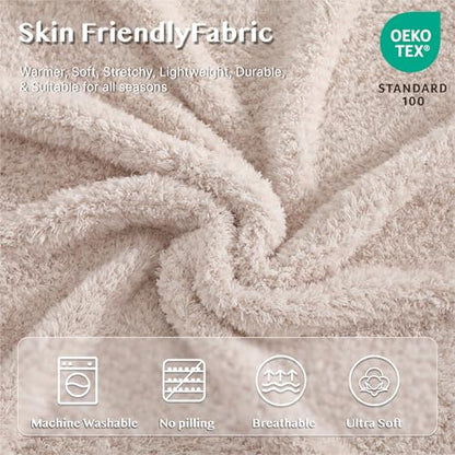 WRENSONGE Soft Throw Blanket for Couch-Cozy Reversible Knitted Blankets - color: Aesthetic Taupe, size: Throw (50"x 60")
