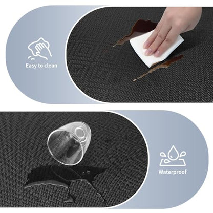 Kitchen Mat 2PCS Kitchen Rugs Cushioned Anti-Fatigue Rug Standing Desk Mat - color: Black, size: 47"L x 17.3"W x 0.4"Th
