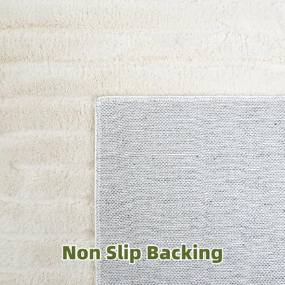 Beige Solid Area Rug 9x12 Large Washable Soft Rugs for Living Room - color: Light Beige, size: 9' x 12' (Rectangular)
