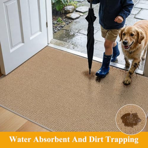 HEBE Area Rug for Entryway 3'x5', Washable Non Slip Boho Bedroom Rug - color: Tan, size: 3' x 5' (Rectangular)
