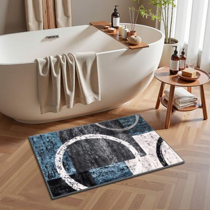 Yamaziot 2x3 Washable Modern Abstract Area Rug Non-Slip Entryway Rug - color: Blue/Multi, size: 2x3ft