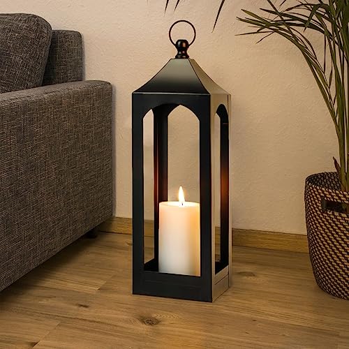 Modern Farmhouse Lantern Decor Metal Decorative Hanging Candle Lanterns - size: Large