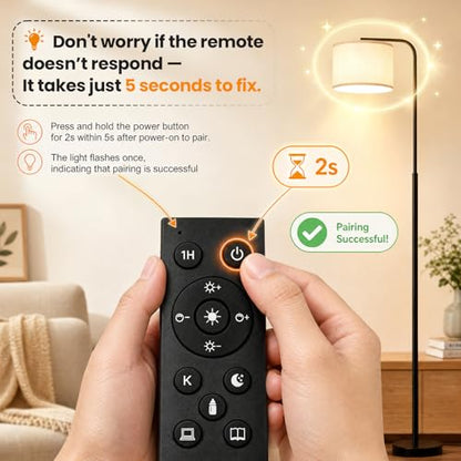 Arc Floor Lamp with Remote and Dimmable Black Floor lamps for Living Room - color: Black