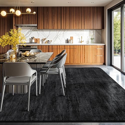 5x7 Washable Area Rug, Black Solid Area Rugs for Living Room & Bedroom - color: Black, size: 5' x 7' (Rectangular)