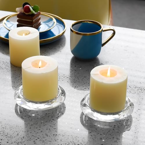 Crystal Taper Candle Holders, Set of 2 Crystal Decorative Candle Stand Centerpiece for Table Wedding Dinning Party