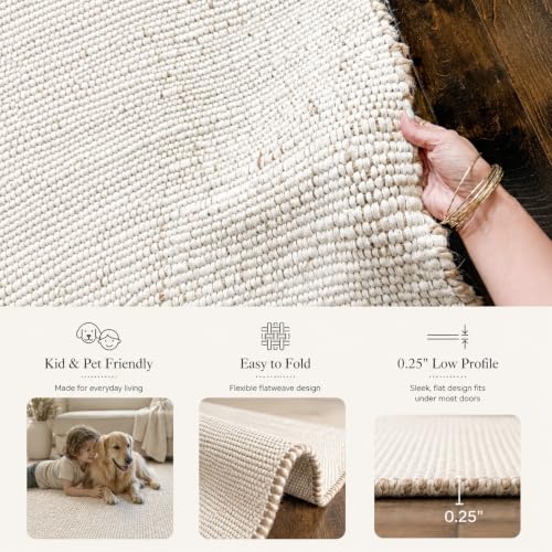 Jute Cotton Hand Woven Area Rug (6' x 9' Natural) - size: 6' x 9' (Rectangular)