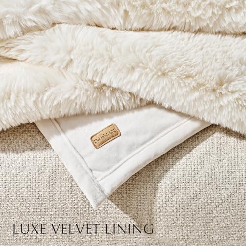 EverGrace Faux Chinchilla Fur Throw Blanket, 60"x80", Arctic White - color: Arctic White, size: 60"x80"
