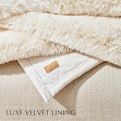 EverGrace Faux Chinchilla Fur Throw Blanket, 60"x80", Arctic White - color: Arctic White, size: 60"x80"