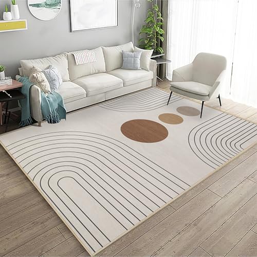 Boho Rug 4x6 Beige Modern Geometric Abstract Washable Area Rug Bedroom - color: Beige, size: 6' x 4' (Rectangular)