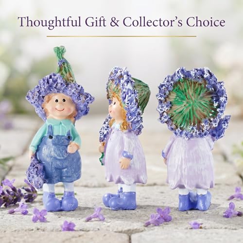 2-Piece Resin Sculpture Set, Whimsical Spring Ornaments Male & Female Themed Statues, Fairy Garden Resin Decor Accents for Indoor Home Spring Decor