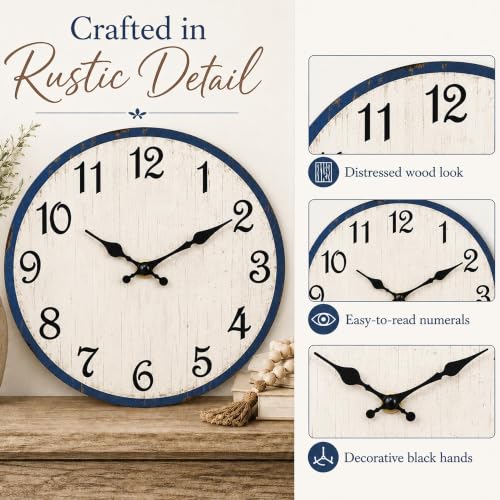 CHYLIN Wall Clock Silent Non-Ticking Battery Operated Blue Simple Modern - color: C-white, size: 8 inch