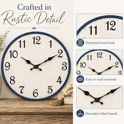 CHYLIN Wall Clock Silent Non-Ticking Battery Operated Blue Simple Modern - color: C-white, size: 8 inch