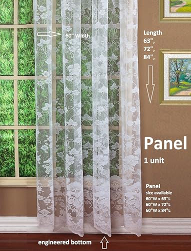 Today's Curtain Floral Vine Lace Panel 84", White, 60W x 84L - color: White, size: 60"W x 84"L (Pack of 1)