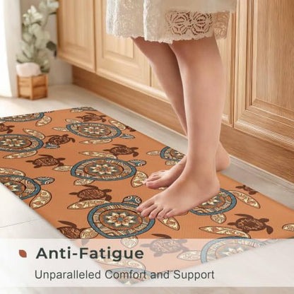 Boho Turtle Kitchen Comfort Mat 36x20in Anti-Fatigue Kitchen Mats - color: Boho Turtle