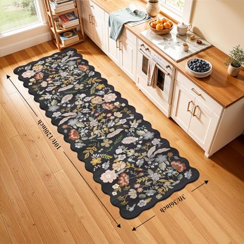 3x10ft Long Hallway Runner Rug: Non-Slip Washable Kitchen Floor Mat Black - color: Black, size: 3' x 10' (Runner)