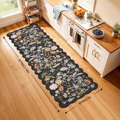 3x10ft Long Hallway Runner Rug: Non-Slip Washable Kitchen Floor Mat Black - color: Black, size: 3' x 10' (Runner)