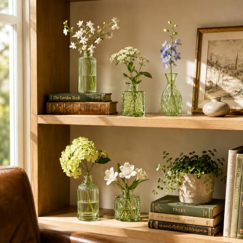 UPBUD Green Glass Bud Vases Set of 36, Small Vases for Flowers - color: Green