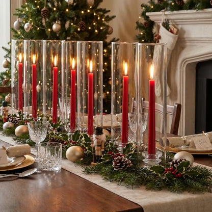 10Pcs Hurricane Glass Candle Holders for Candlesticks Hurricane Taper Candle Holder Clear Glass Candlestick Holder Tapered Candlestick Holder for Dining Table Thanksgiving Christmas Wedding Fall Decor