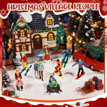 Rileryan 8 PCS Miniature Christmas Village People Figurines Set - style: B