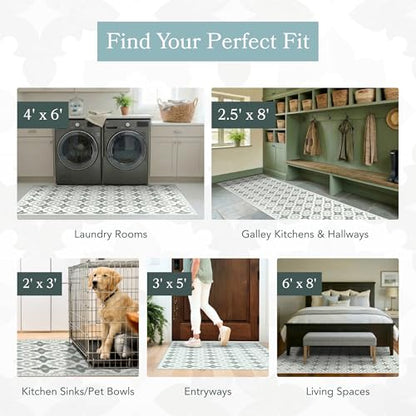 Carolina Creekhouse Vinyl Rug | Sarah | 3'x5' | Green - color: Green, size: 3' x 5' (Rectangular)