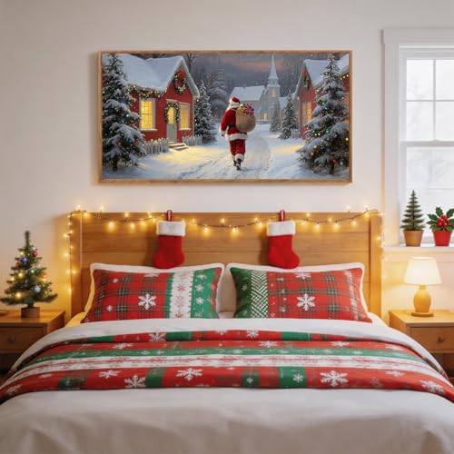 Aurlan Santa Is Coming To Town Framed Wall Art 40x20 Inch - color: Santa Claus is Coming to Town, size: 40"L x 20"W