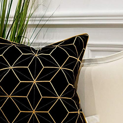 Avigers Throw Pillow Cover 20 x 20 Inch, Black Gold, Velvet, Hidden Zipper - color: Black, Gold, size: 20" x 20" (Pack of 1)