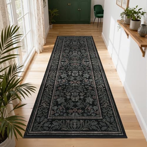 GarveeHome Washable 2x6 Hallway Runner Rug Non Slip Kitchen Rugs, Black - color: Black, size: 2' x 6' (Rectangular)