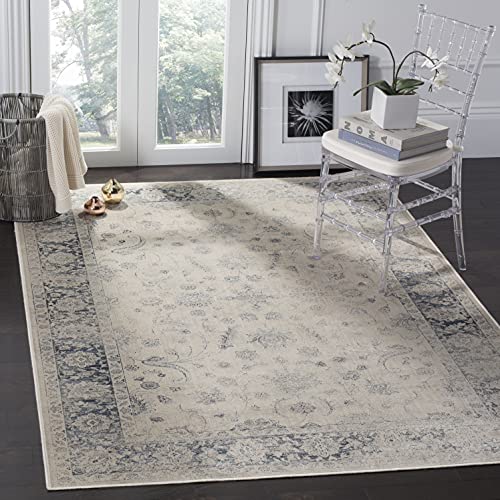 SAFAVIEH Vintage Collection Area Rug - 9' x 12', Stone & Blue, Oriental Distressed Viscose Design, Ideal for High Traffic Areas in Living Room, Bedroom (VTG120-7440) - color: Stone/Blue, size: 9' x 12' (Rectangular)