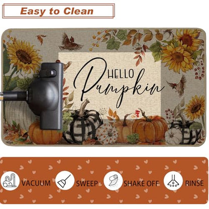 Baccessor Fall Pumpkin Kitchen Rugs Set of 2, 17x29 and 17x47 Inch - color: Fall Pumpkin