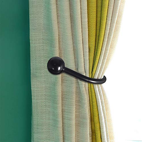 Curtain Holdback, 2 Pcs Wall Mounted Drapery Tiebacks with Screws, Heavy Duty Metal Decorative Window Drapery Holder Curtain Hook, Black - color: 2 Pcs, Black
