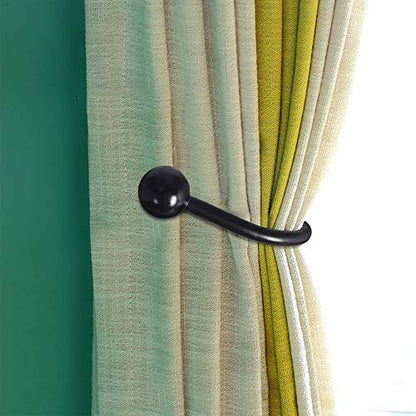 Curtain Holdback, 4 Pcs Wall Mounted Drapery Tiebacks with Screws, Heavy Duty Metal Decorative Window Drapery Holder Curtain Hook, Black - color: 4 Pcs, Black