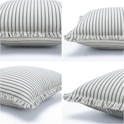 JMGBird Accent Pillows Boho Throw Pillows with Inserts Included - color: Light Blue & White, size: 18" x 18" (Pack of 2)