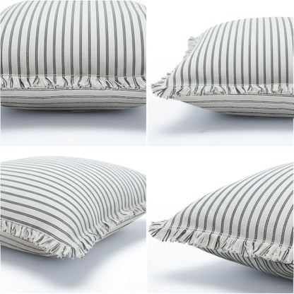 JMGBird Accent Pillows Boho Throw Pillows with Inserts Included - color: Light Blue & White, size: 18" x 18" (Pack of 2)