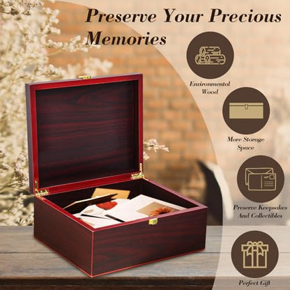 Tree of Life Red Wooden Keepsake Box - Large Decorative Storage Box with Lid