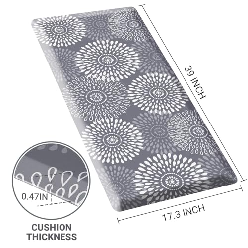 Kitchen Mat Water-Resistant Kitchen Rugs Cushioned Anti-Fatigue Floor Mat - color: Grey, size: 39"L x 17.3"W x 0.5"Th