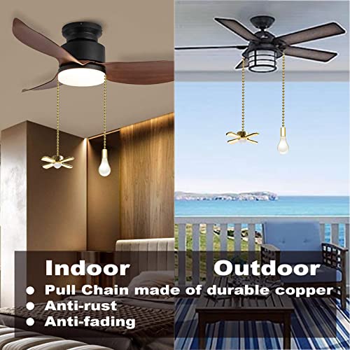 Ceiling Fan Pull Chain Ornaments Extension Chains with Decorative Light Bulb and Cord 13.6 Inches Fan Pull Chain Set For Ceiling Light Lamp Chain (Gold) - color: Pull Chain (Gold)