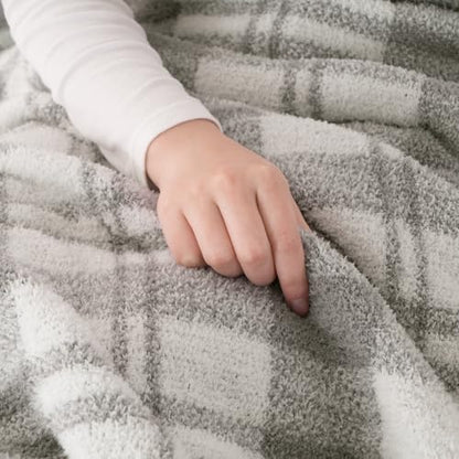 Battilo Farmhouse Checkered Throw Blanket for Couch, 50"x60" - color: Grey