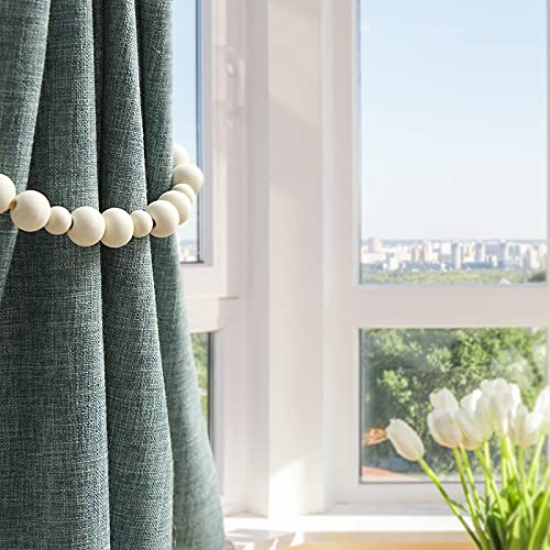 2 Pack Wood Bead Curtain Tieback, Boho Curtain Holdback, Wood - color: Wood Color