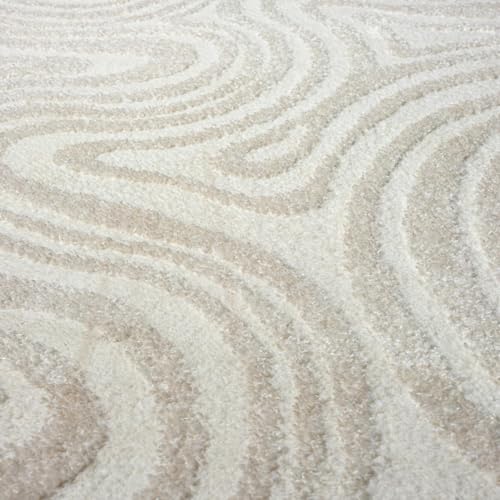 LUXE WEAVERS Geometric Swirl Cream 9x12 Area Rug High Low Modern Carpet